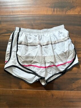 Nike White Athletic Shorts with Pink and Black Trim